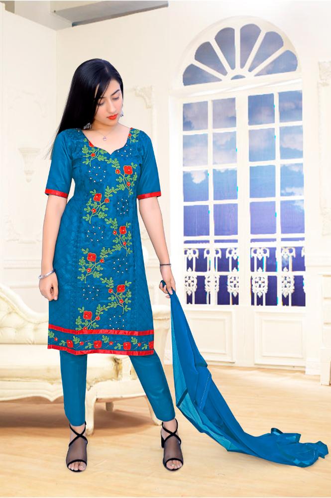 Woman Designer Cotton Unstitched Salwar Suit Material