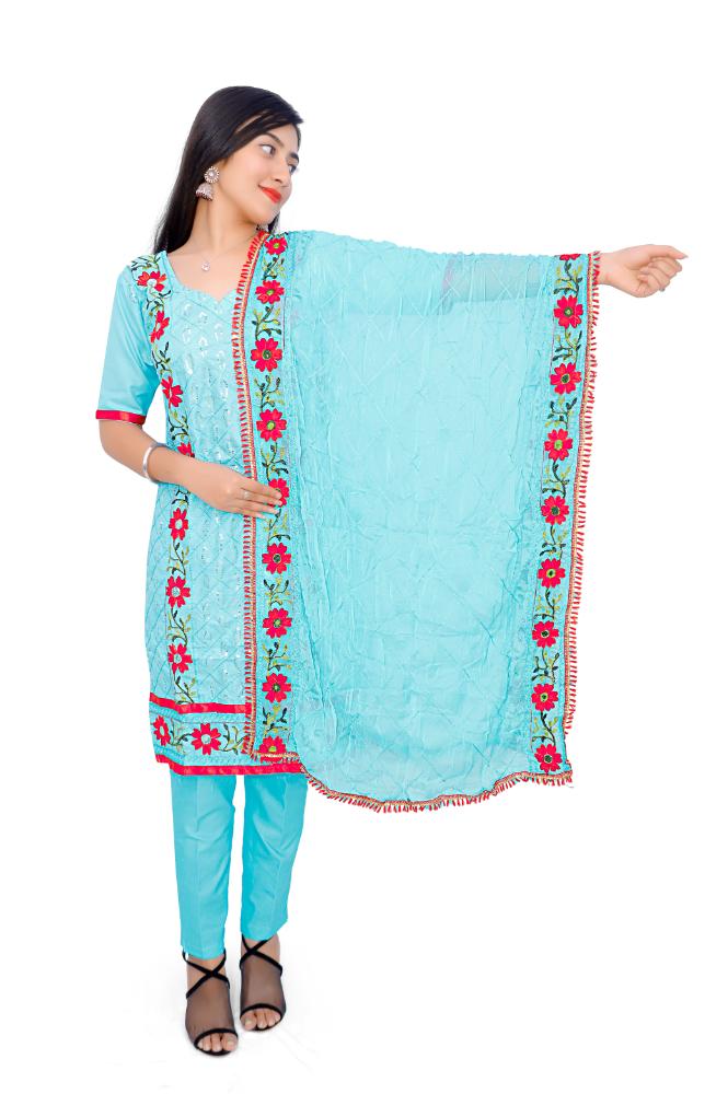 Heavy Cotton Fabric Embroidery Unstitched Suit