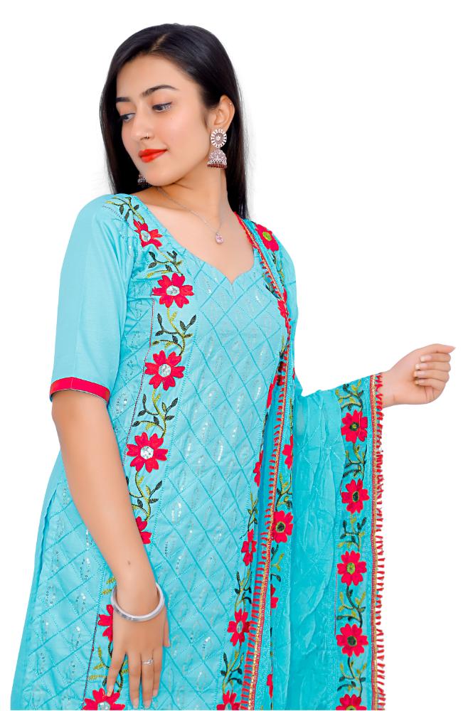 Heavy Cotton Fabric Embroidery Unstitched Suit