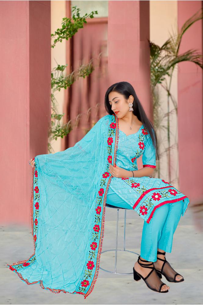 Heavy Cotton Fabric Embroidery Unstitched Suit