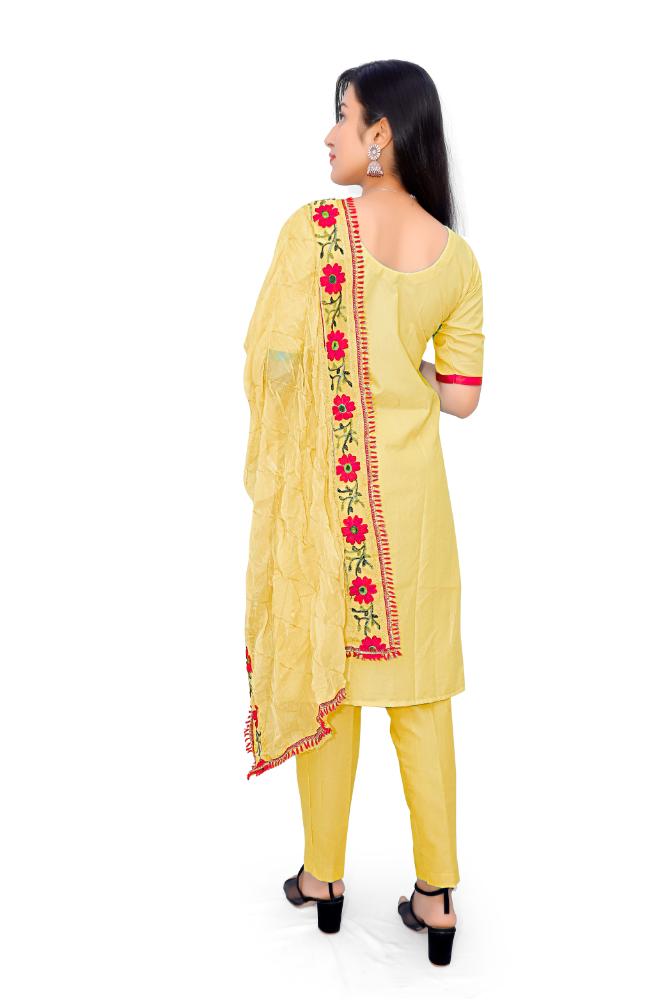 Heavy Cotton Fabric Embroidery Unstitched Suit