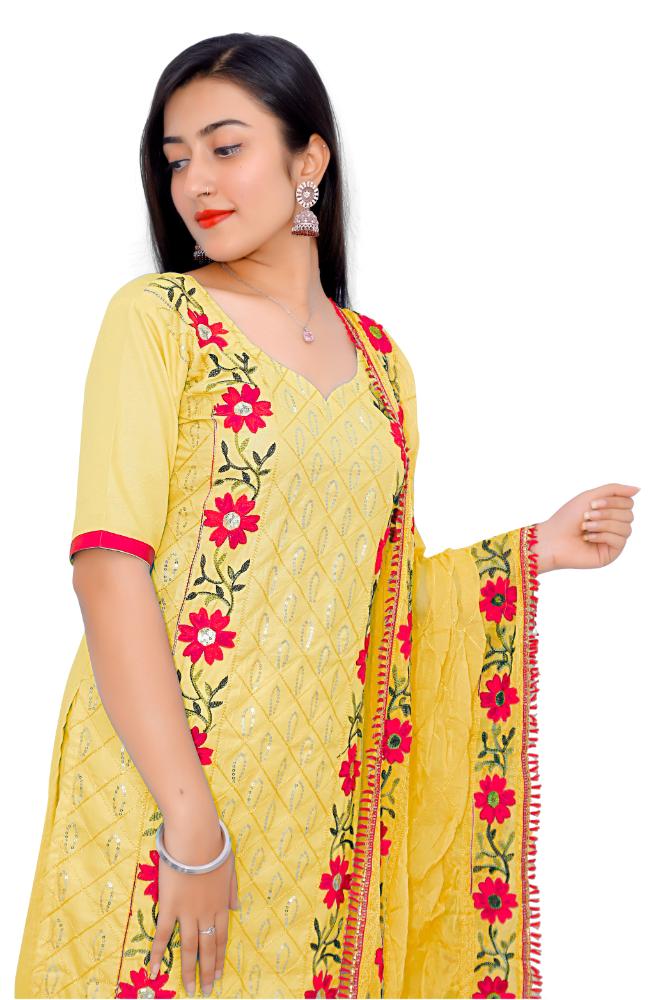 Heavy Cotton Fabric Embroidery Unstitched Suit