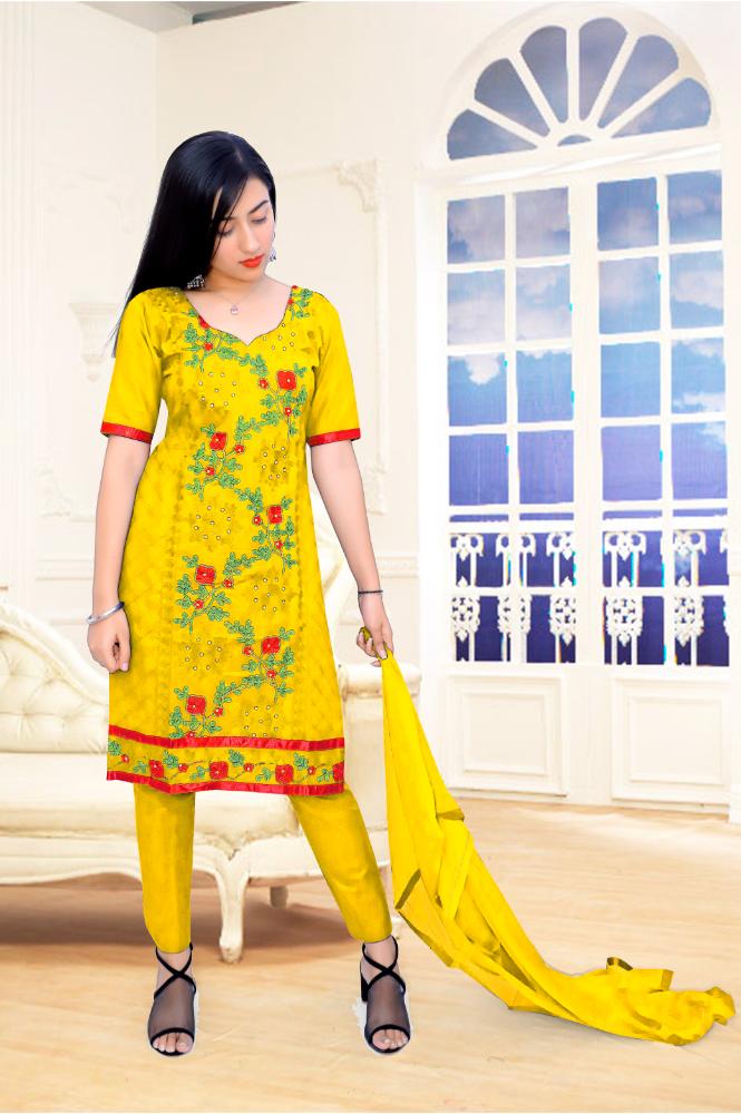 Woman Designer Cotton Unstitched Salwar Suit Material