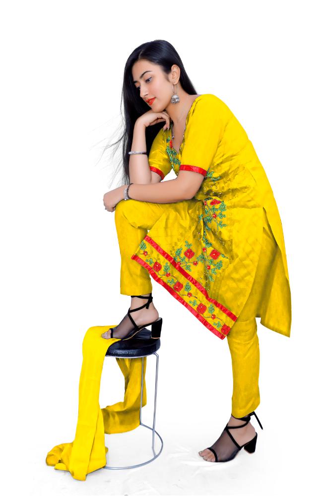 Woman Designer Cotton Unstitched Salwar Suit Material