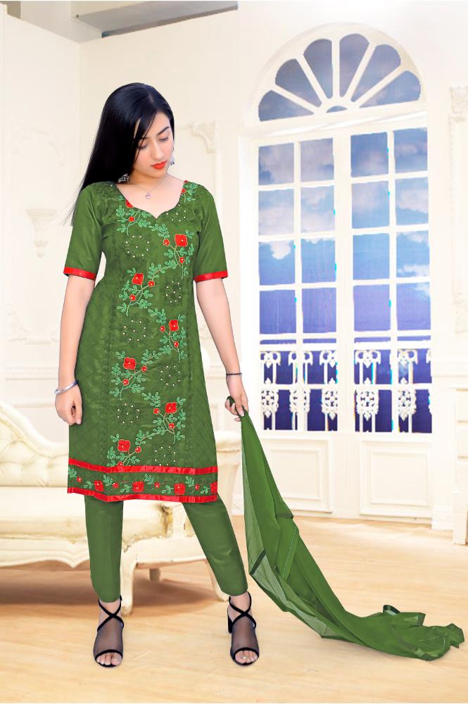 Woman Designer Cotton Unstitched Salwar Suit Material