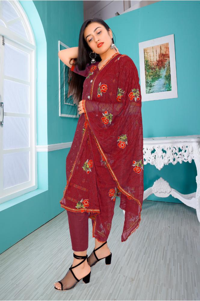 REET MAHAL UNSTITCHED COTTON SALWAR SUIT MATERIAL WITH DUPATTA