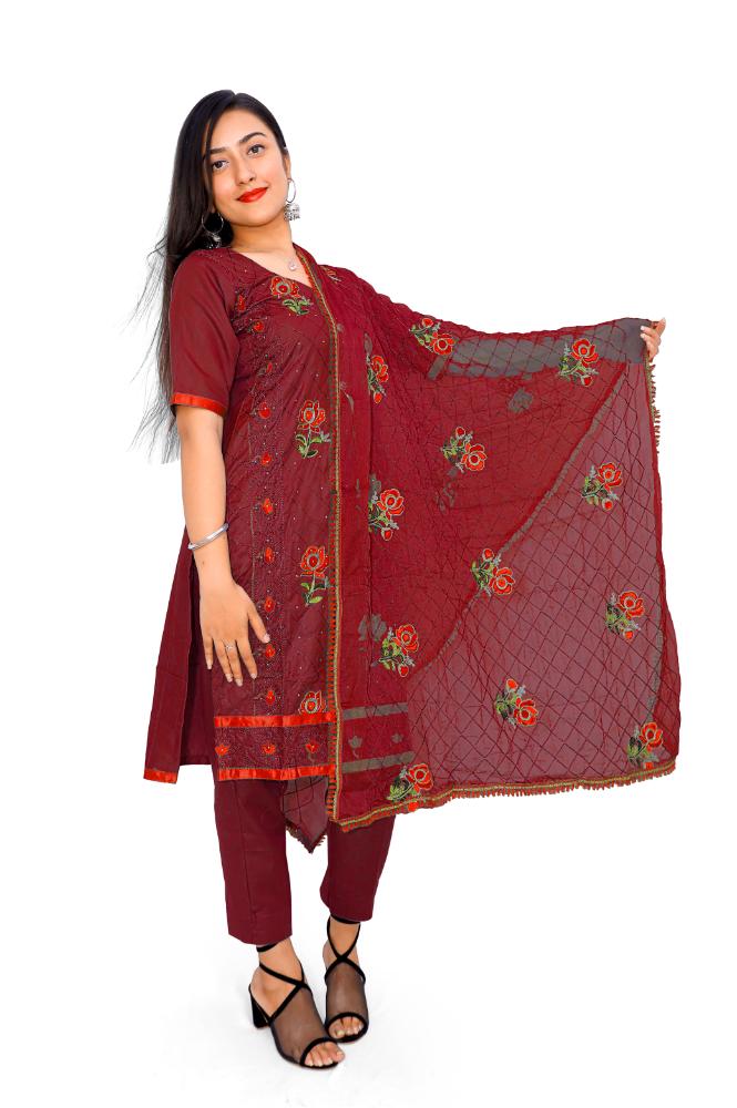 REET MAHAL UNSTITCHED COTTON SALWAR SUIT MATERIAL WITH DUPATTA