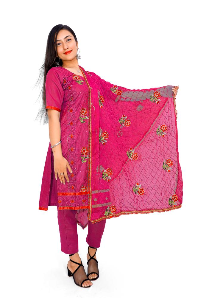 REET MAHAL UNSTITCHED COTTON SALWAR SUIT MATERIAL WITH DUPATTA