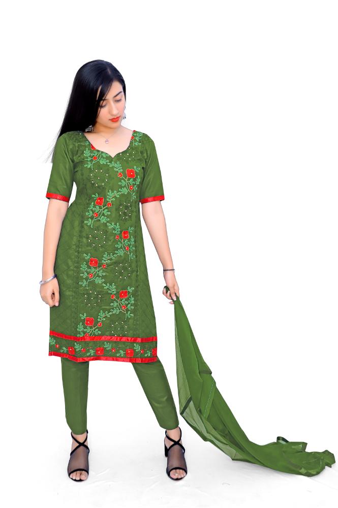 Woman Designer Cotton Unstitched Salwar Suit Material