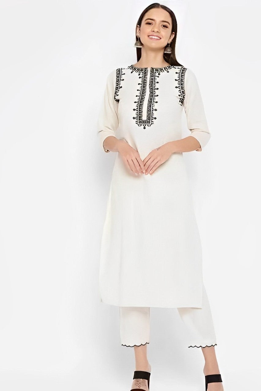 REET MAHAL BLACK & WHITE DESIGNER FESTIVE KURTA WITH PANT