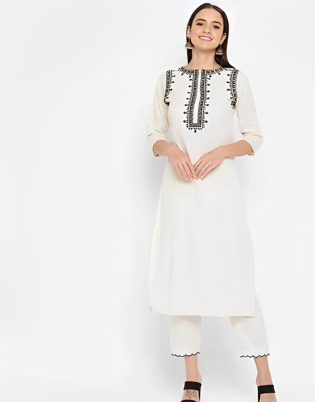 REET MAHAL BLACK & WHITE DESIGNER FESTIVE KURTA WITH PANT