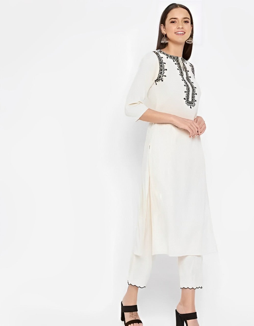 REET MAHAL BLACK & WHITE DESIGNER FESTIVE KURTA WITH PANT