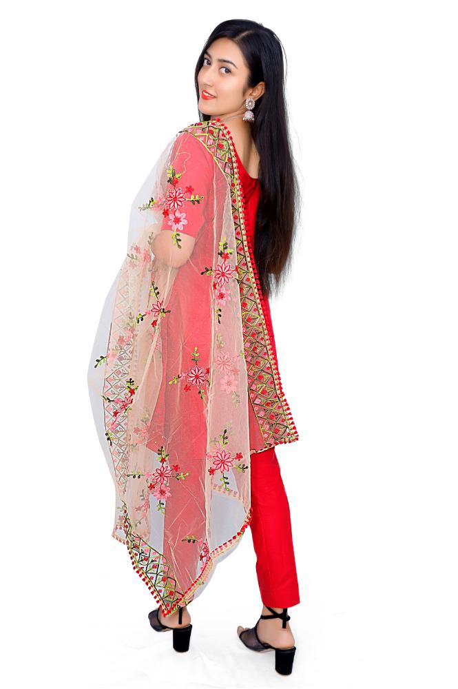 Unstitched Cotton Blend Embroidered Salwar Suit Material