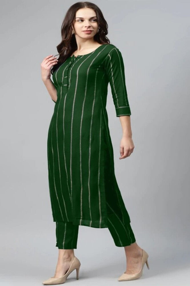 Readymade Green Women Kurta and Pent Set