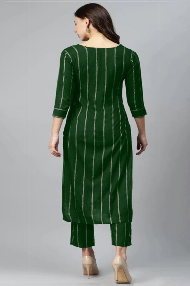 Readymade Green Women Kurta and Pent Set