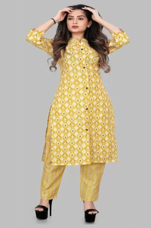 Women Printed Cotton Blend Kurta Palazzo Set