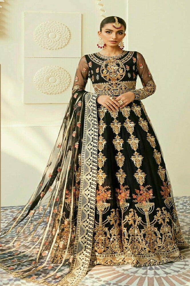 Heavy Unstitched Embroidery Bridal Wear Salwar Suit