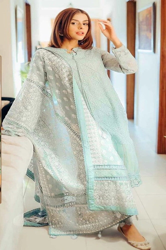 SEA BLUE Color Georgette With Embroidery Unstitched Suit