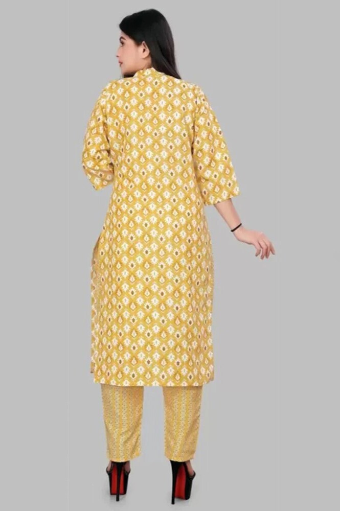 Women Printed Cotton Blend Kurta Palazzo Set