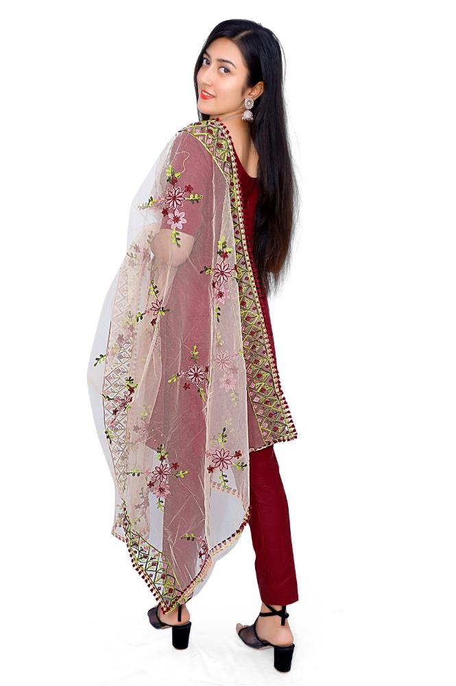 Unstitched Cotton Blend Embroidered Salwar Suit Material