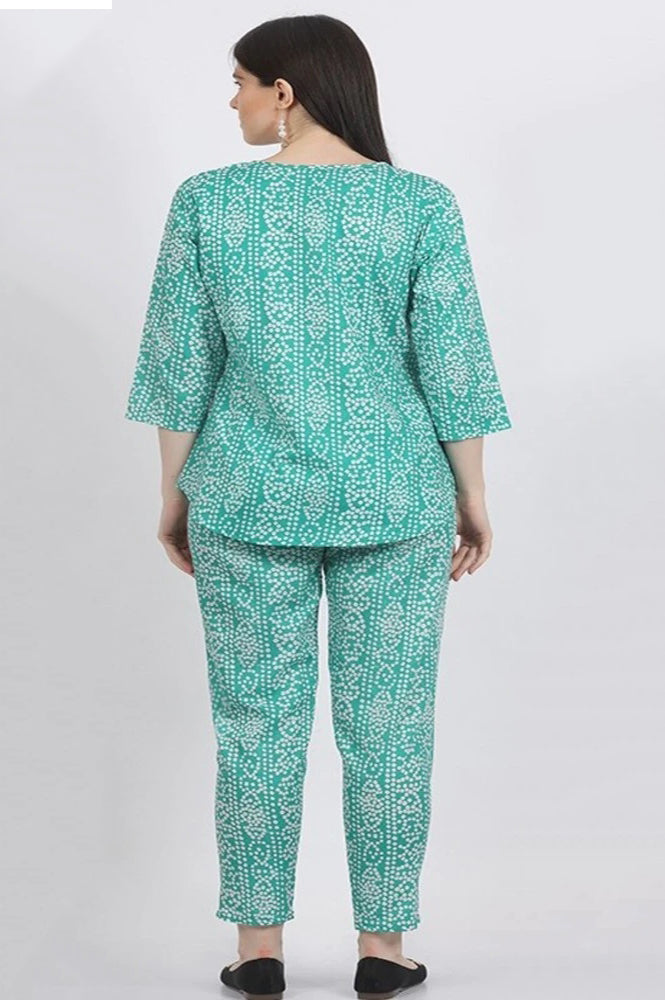 REET MAHAL COTTON ROUND NECK PRINTED TOP AND PANT SET