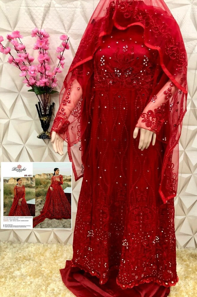 Net Heavy Embroidery Pakistani Unstitched Salwar Suit