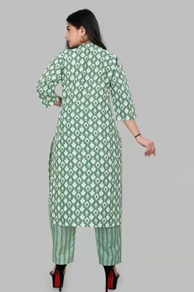 Women Printed Cotton Blend Kurta Palazzo Set