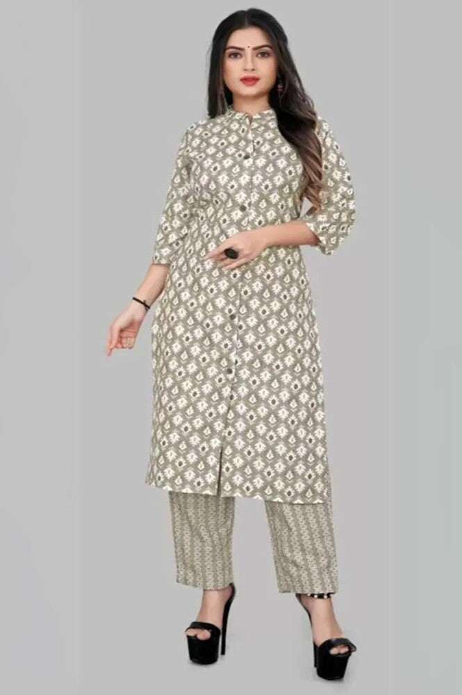 Women Printed Cotton Blend Kurta Palazzo Set