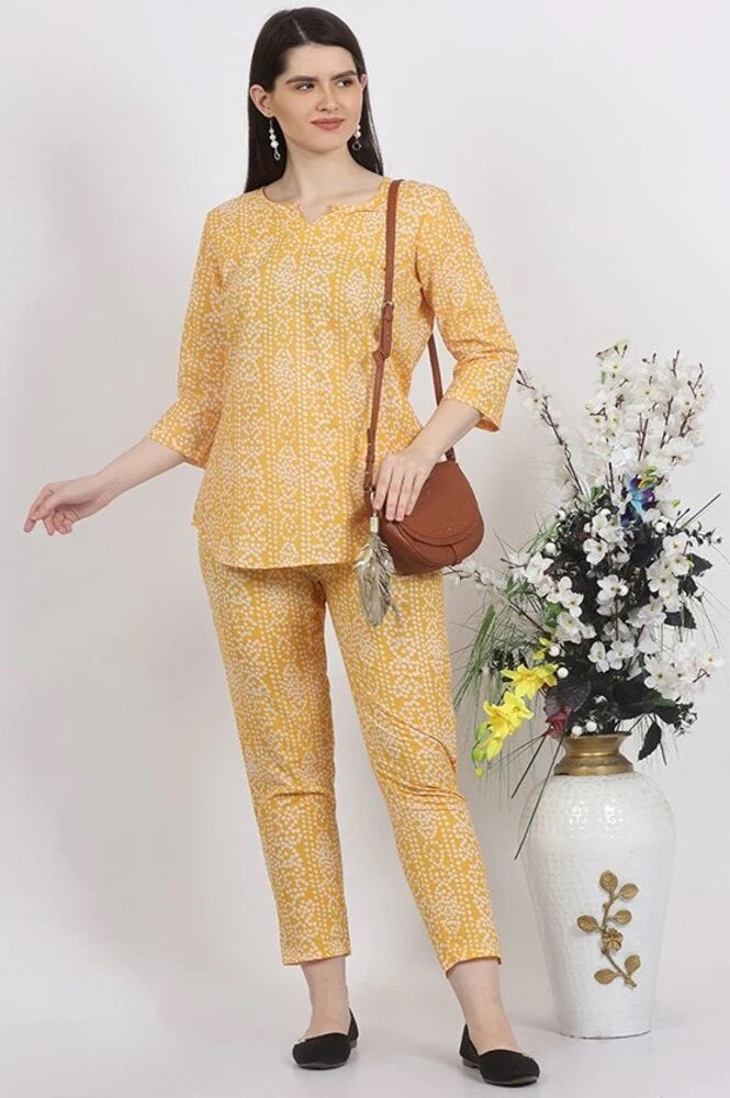 REET MAHAL COTTON ROUND NECK PRINTED TOP AND PANT SET