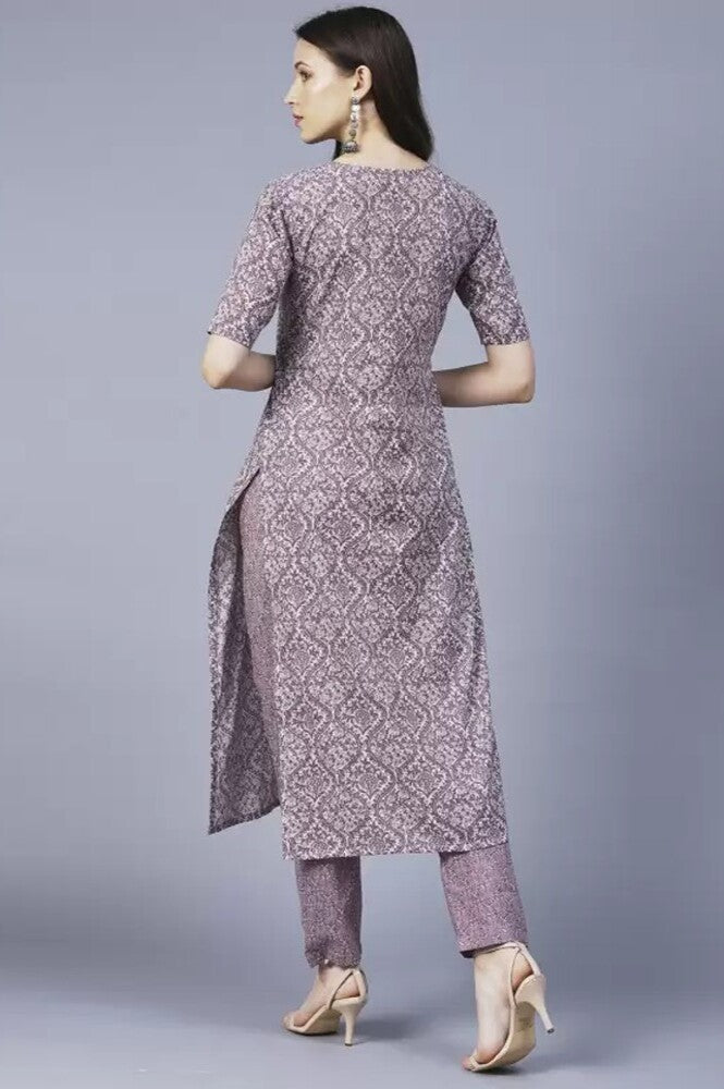 Elegance in Every Thread: Cotton Blend Printed Kurta with Trouser Set