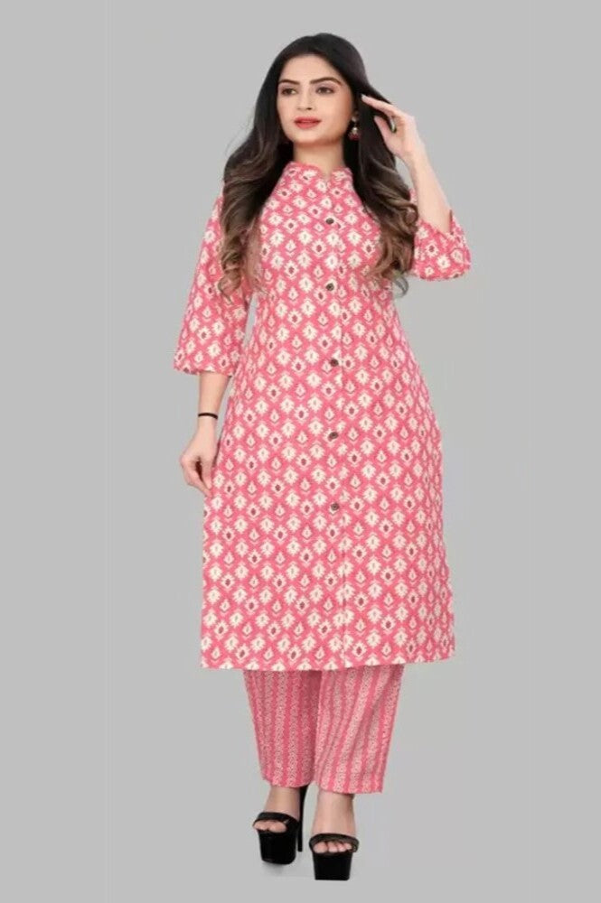 Women Printed Cotton Blend Kurta Palazzo Set