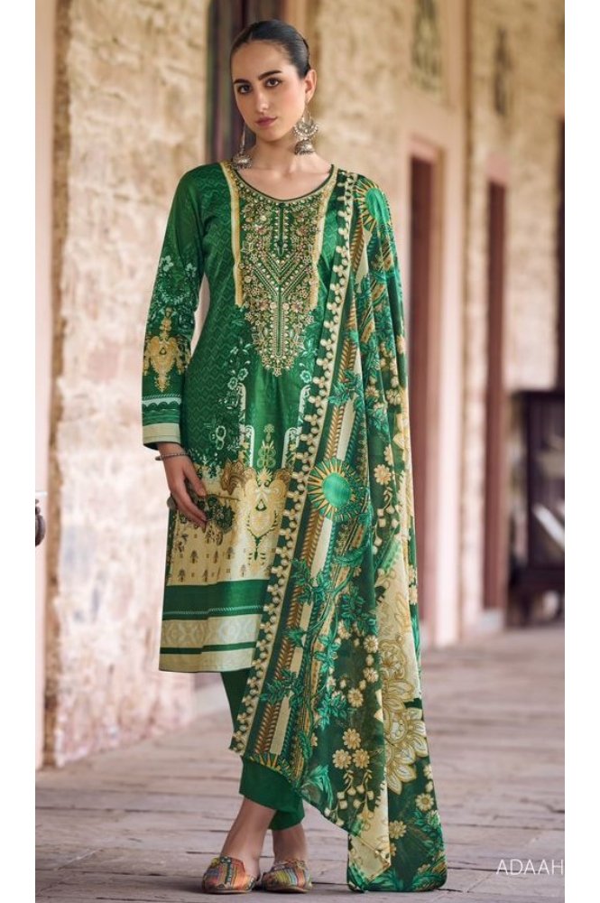 REET MAHAL PRINTED COTTON EMBROIDERED SUIT SET MATERIAL WITH PRINTED DUPATTA