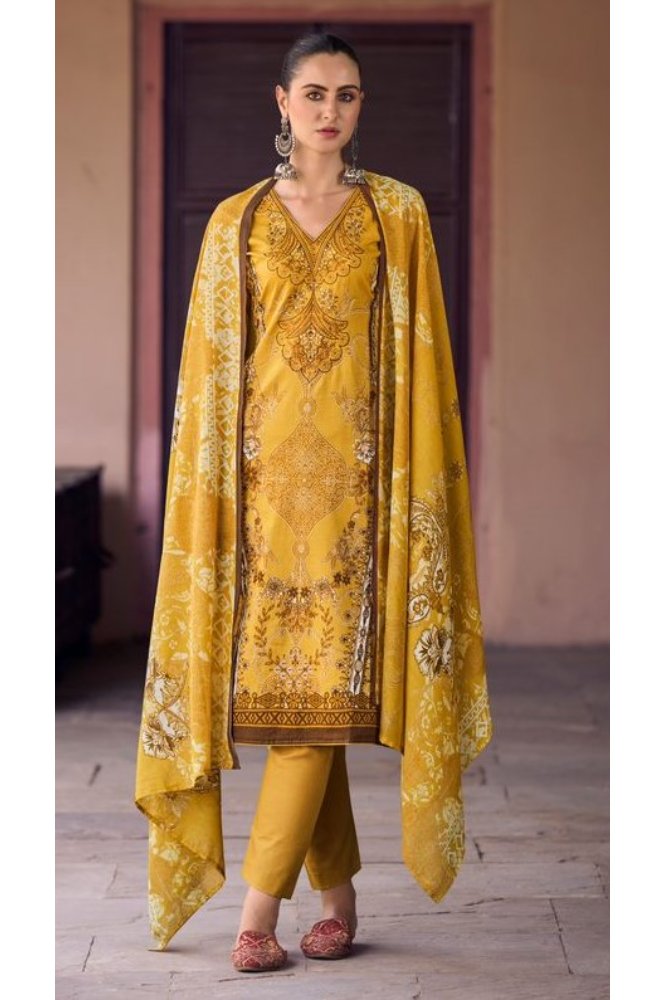 REET MAHAL PRINTED COTTON EMBROIDERED SUIT SET MATERIAL WITH PRINTED DUPATTA