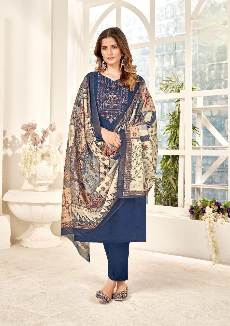 REET MAHAL ETHNIC SUIT SALWAR MATERIAL WITH ELEGANT EMBROIDERED DUPATTA