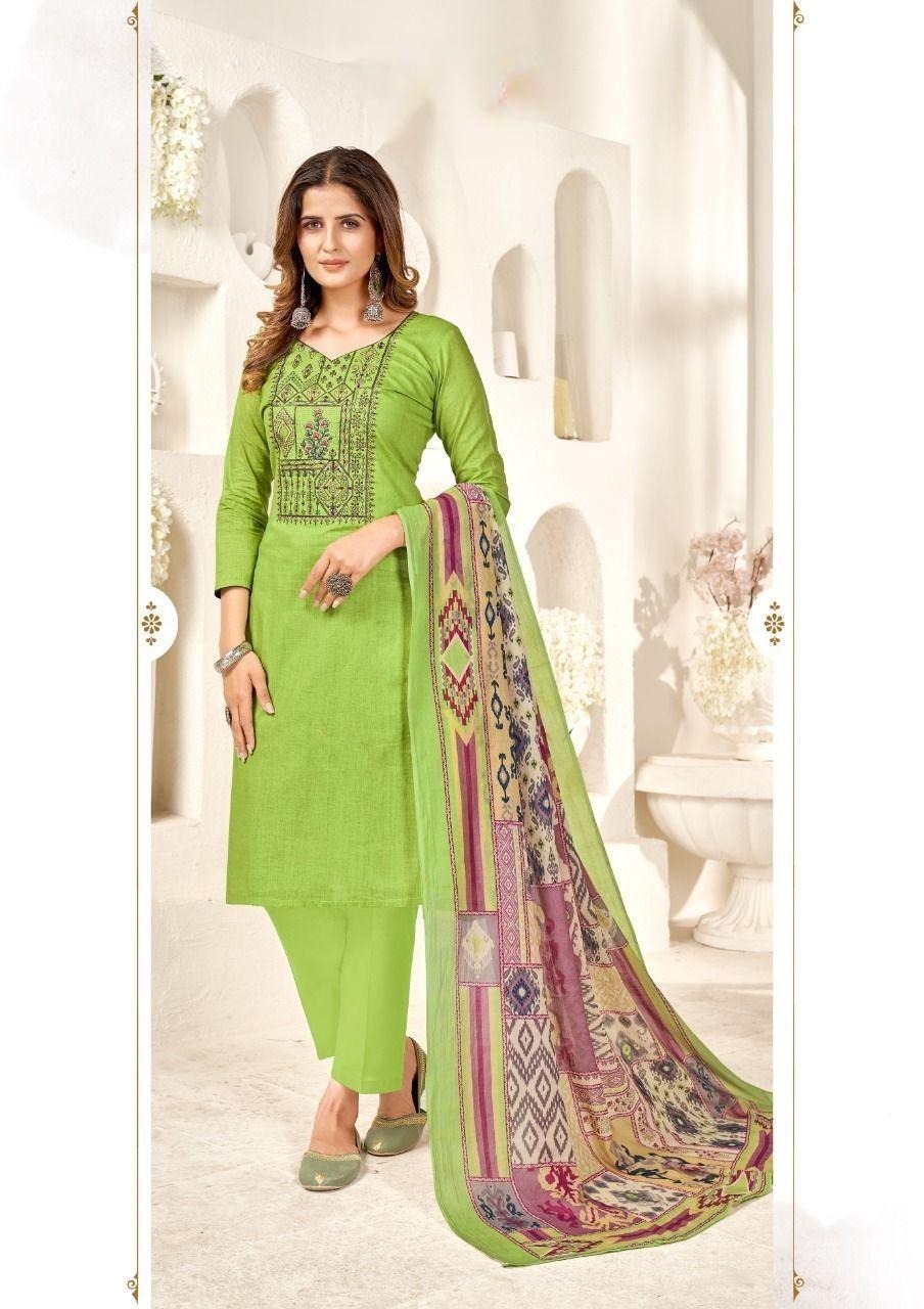 REET MAHAL ETHNIC SUIT SALWAR MATERIAL WITH ELEGANT EMBROIDERED DUPATTA