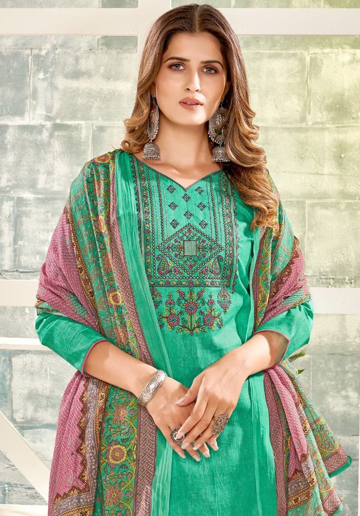 REET MAHAL ETHNIC SUIT SALWAR MATERIAL WITH ELEGANT EMBROIDERED DUPATTA