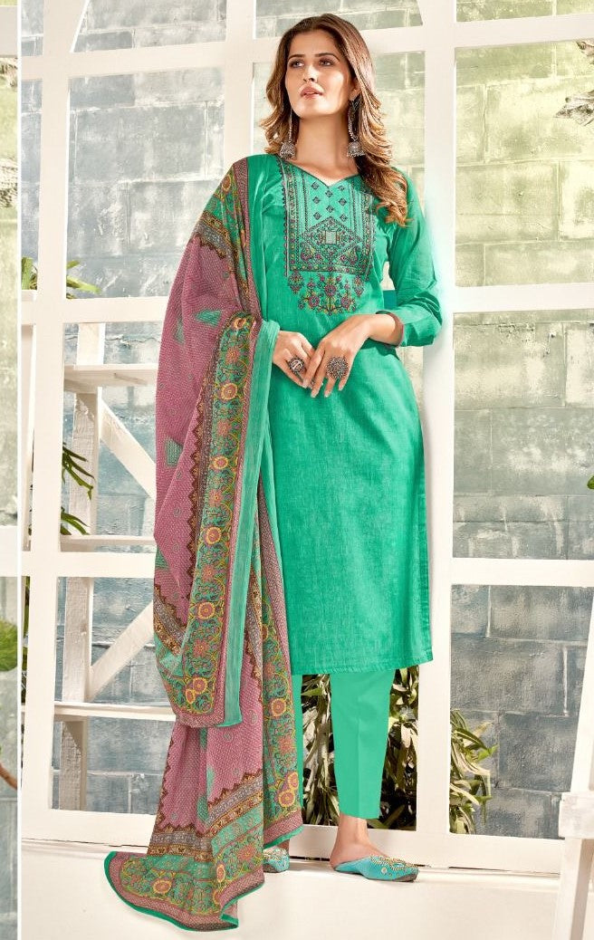 REET MAHAL ETHNIC SUIT SALWAR MATERIAL WITH ELEGANT EMBROIDERED DUPATTA