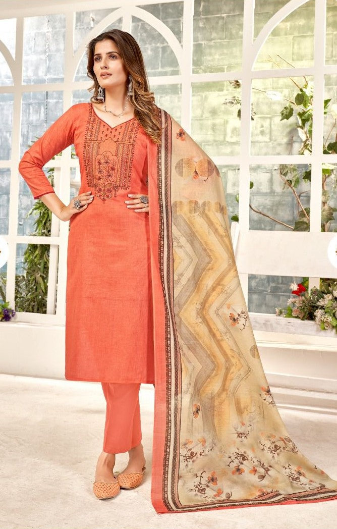 REET MAHAL ETHNIC SUIT SALWAR MATERIAL WITH ELEGANT EMBROIDERED DUPATTA