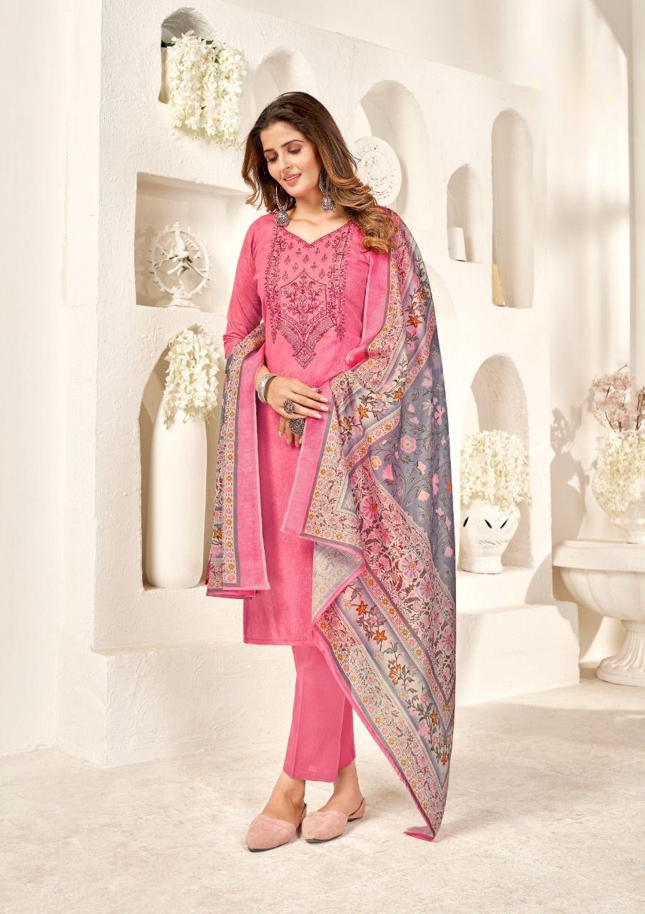 REET MAHAL ETHNIC SUIT SALWAR MATERIAL WITH ELEGANT EMBROIDERED DUPATTA