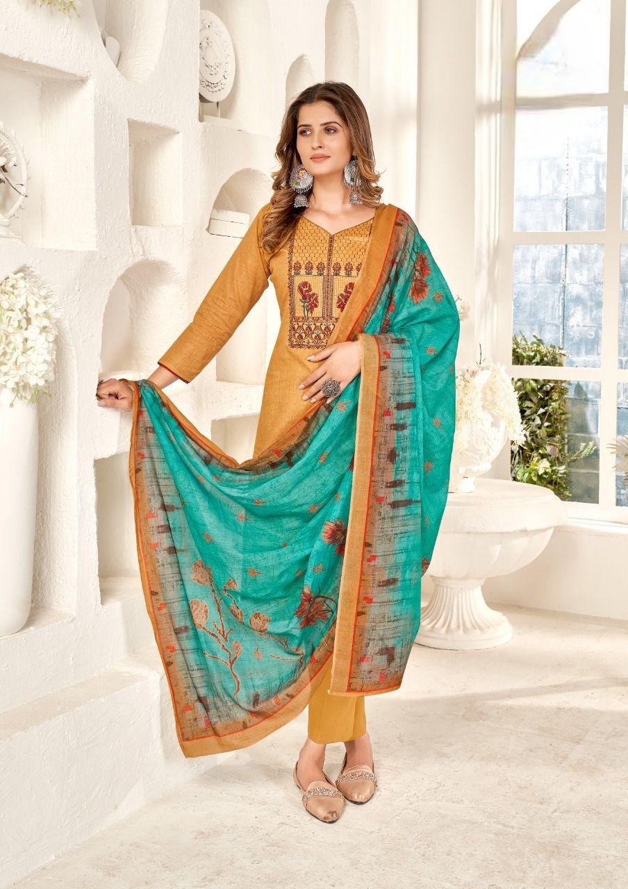 REET MAHAL ETHNIC SUIT SALWAR MATERIAL WITH ELEGANT EMBROIDERED DUPATTA