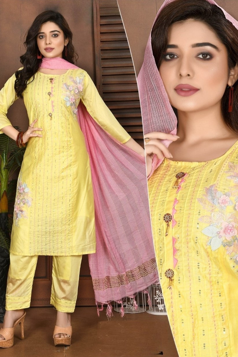 REET MAHAL PRINTED KURTA SET WITH NET DUPATTA