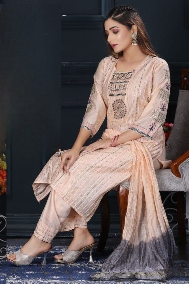 Reet Mahal Designer Kurta, Pant Set with Dupatta