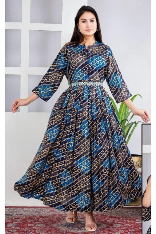 REET MAHAL DESIGNER PRINTED ANARKALI PARTY WEAR GOWN WITH INTRICATE ZARI WORK