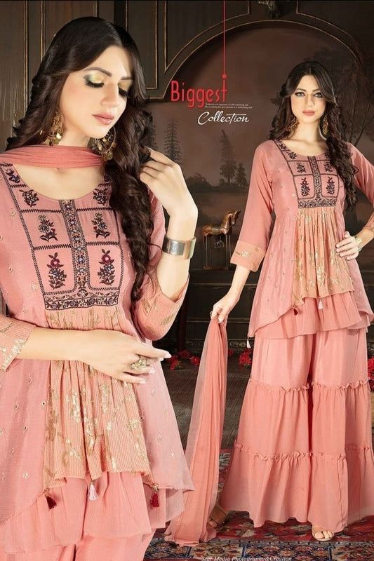 REET MAHAL PRINTED KURTA SET WITH NET DUPATTA