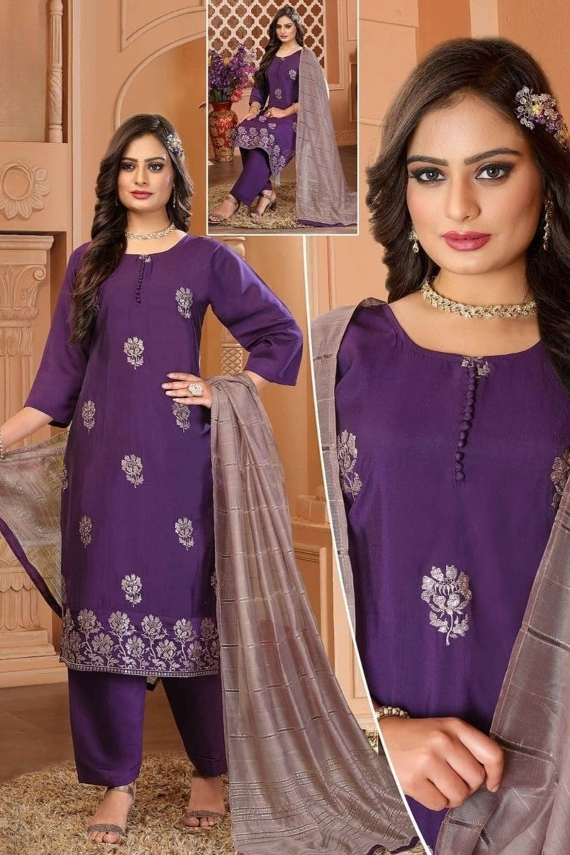 REET MAHAL PRINTED KURTA SET WITH NET DUPATTA