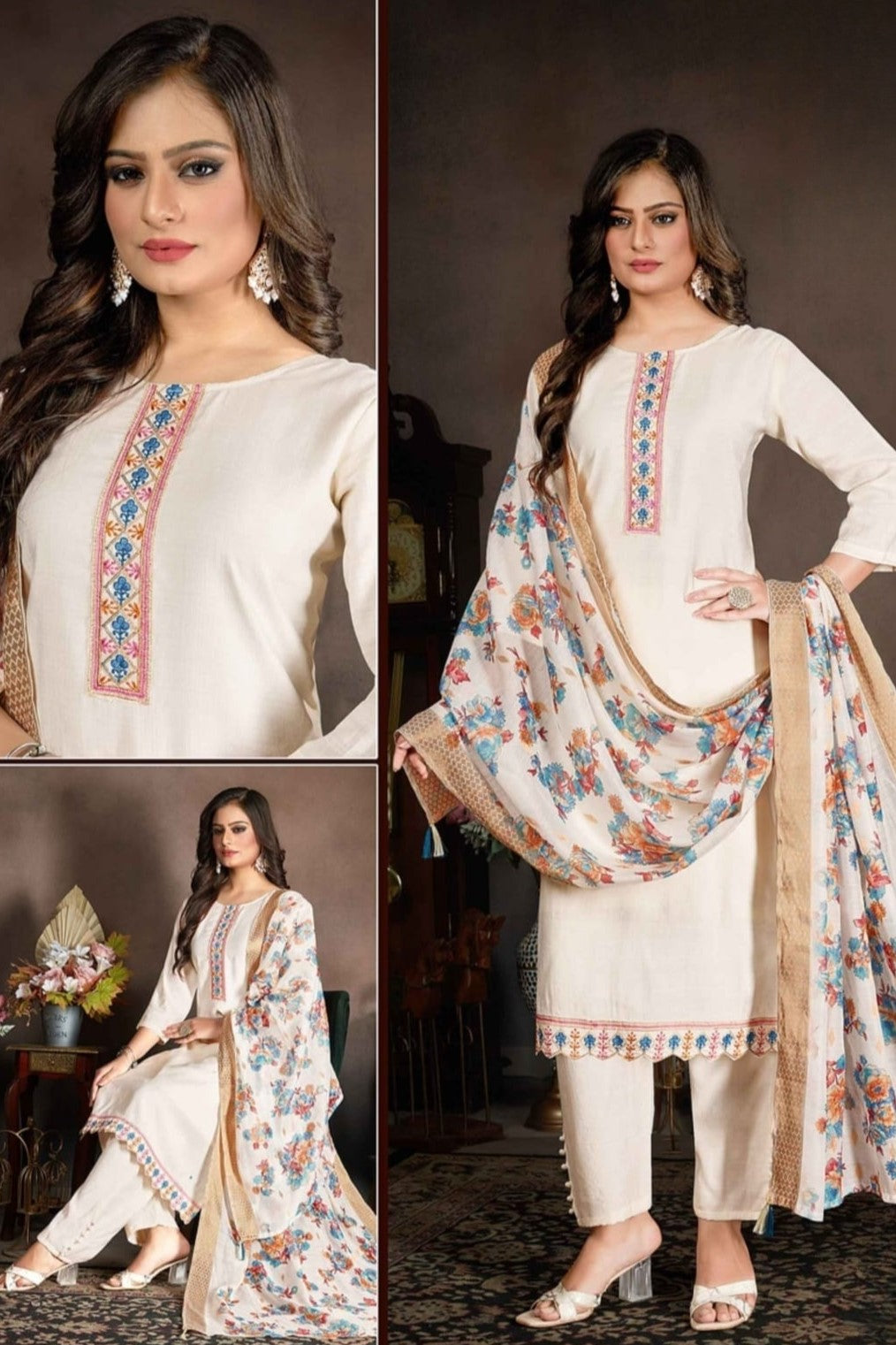 REET MAHAL PRINTED KURTA SET WITH NET DUPATTA