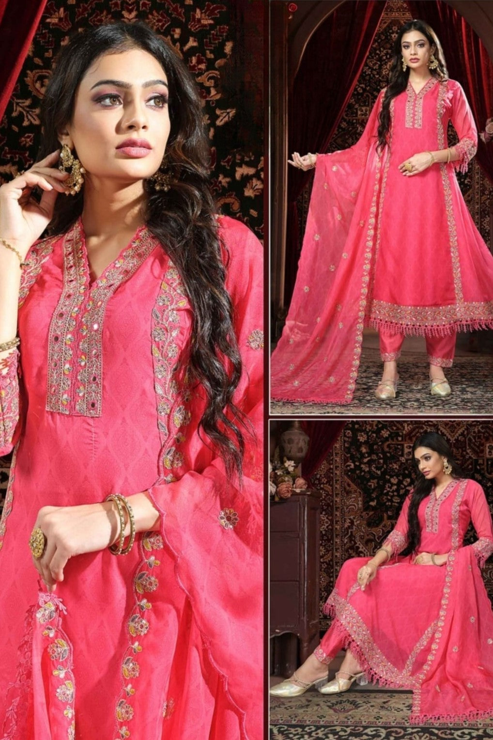 Reet Mahal Heavy Designer Anarkali Suit Set with Sequence work & Net Dupatta