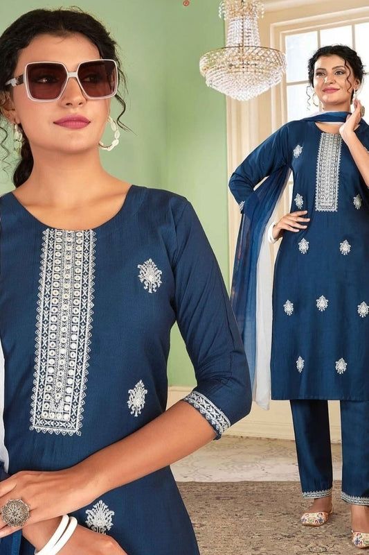 REET MAHAL PRINTED KURTA SET WITH NET DUPATTA