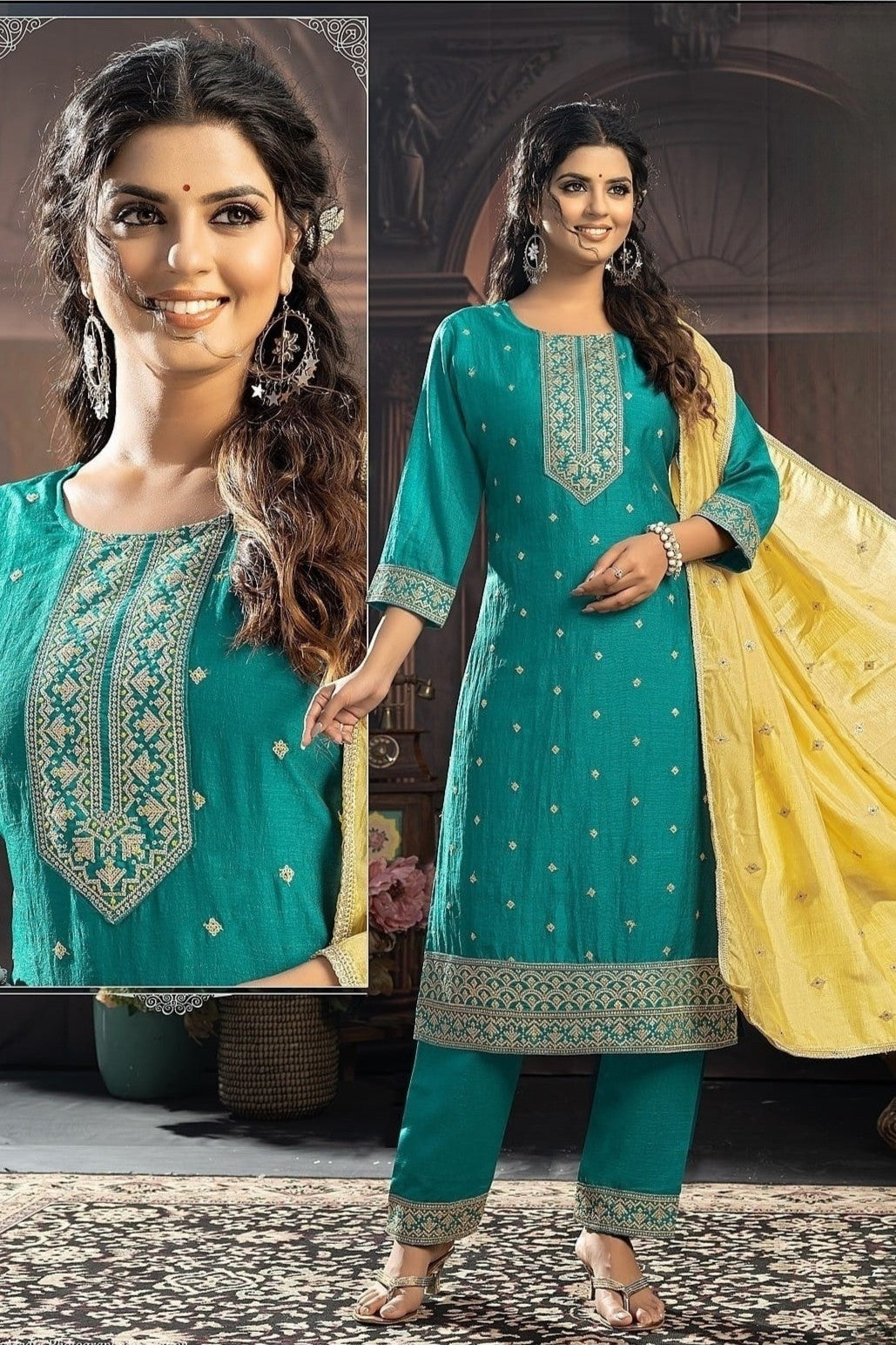 Reet Mahal Chinono Kurta Pant With Dupatta Set