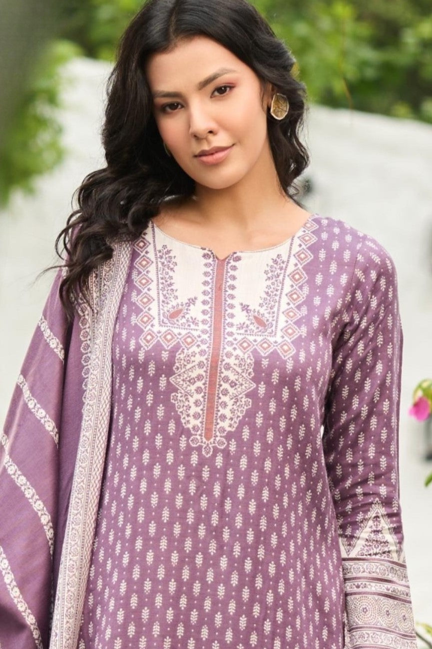 Reet Mahal Heavy Embellished Semi-Stitched Woollen Suit Material